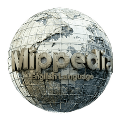 Logo utama Mippedia bahasa Inggris dalam bentuk bola dunia sejak tahun 2022